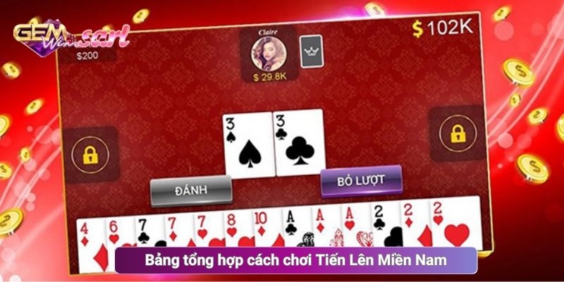 Bảng tổng hợp cách chơi Tiến Lên Miền Nam