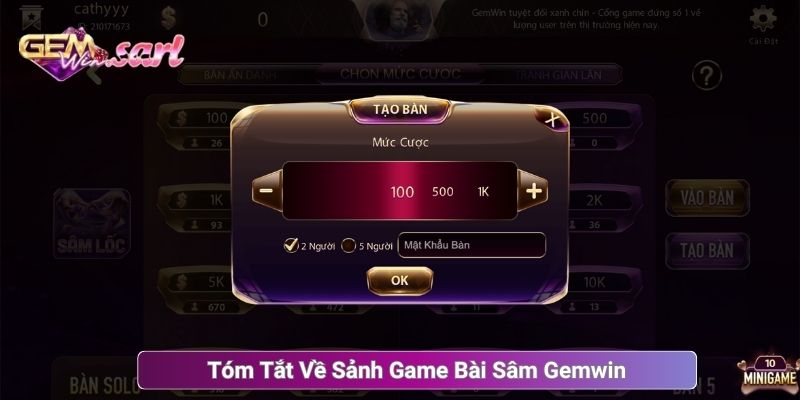 Tóm Tắt Về Sảnh Game Bài Sâm Gemwin 